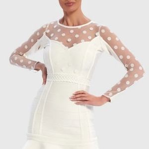 ANTHROPOLOGIE ♥️ Ivory Mesh Polka Dot Playsuit Romper
